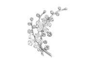 Glamorousky High Quality Dazzling Flower Brooch with Silver Swarovski Element Crystal and CZ