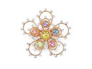 Glamorousky High Quality Gleaming Flower Brooch with Multi colour Swarovski Element Crystals