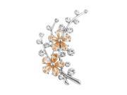 Glamorousky High Quality Dazzling Flower Brooch with Silver Swarovski Element Crystal and Orange CZ