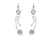 Glamorousky High Quality Elegant Silver Rose Earrings with Silver Swarovski Element Crystals and Crystal Glass