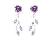 Glamorousky High Quality Violet Rose Earrings with Violet swarovski Crystals and Crystal Glass