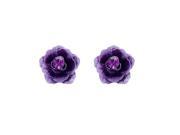 Glamorousky High Quality Purple Flower Earrings with Purple Swarovski Element Crystals