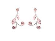 Glamorousky High Quality Pink Leaves Earrings with Pink Swarovski Element Crystals