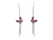 Glamorousky High Quality Dazzling Butterfly Earrings with Silver and Purple Swarovski Element Crystals