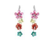 Glamorousky High Quality Pink and Blue Flower Earrings with Pink and Silver Swarovski Element Crystals