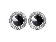 Glamorousky High Quality Elegant Earrings with Black Crystal Glass and Silver Swarovski Element Crystals