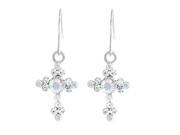 Glamorousky High Quality Crosslet Pair Earing with Silver Swarovski Element Crystals