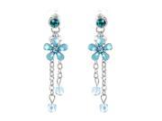Glamorousky High Quality Blue Flower Earrings with Blue Swarovski Element Crystals