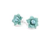 Glamorousky High Quality Blue Flower Earrings with Swarovski Element Crystal