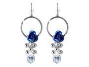 Glamorousky High Quality Elegant Blue Rose Earrings with Crystals Glass