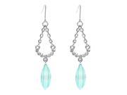 Glamorousky High Quality Trendy Earrings with Silver Swarovski Element Crystals and Greenish Blue Crystal Glass