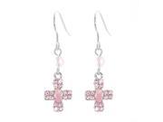 Glamorousky High Quality Glistening Cross Earrings with Pink Swarovski Element Crystals