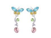 Glamorousky High Quality Dancing Butterfly Earrings with Multi colour Swarovski Element Crystals and Crystal Glass