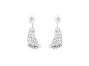 Glamorousky High Quality Elegant Footprint Earrings with Silver Swarovski Element Crystals