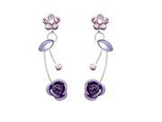 Glamorousky High Quality Elegant Purple Rose Earrings with Purple Swarovski Element Crystals and Crystal Glass