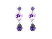 Glamorousky High Quality Purple Flower Earrings with Purple Swarovski Element Crystal