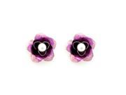 Glamorousky High Quality Pink Flower Earrings with White Fashion Pearl