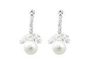 Glamorousky High Quality Glimmering Fashion Pearl Earrings with Silver Swarovski Element Crystal and CZ