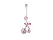 Glamorousky High Quality Cherry Belly Ring with Peach Pink Swarovski Element Crystals