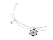 Glamorousky High Quality Snow and Flower Anklet with Silver and Black Swarovski Element Crystals Length 24cm About 9.4 inch