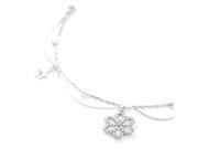 Glamorousky High Quality Snow and Flower Anklet with Silver Swarovski Element Crystals Length 24cm About 9.4 inch
