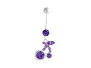 Glamorousky High Quality Cherry Belly Ring with Purple Swarovski Element Crystals