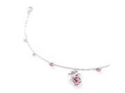 Glamorousky High Quality Butterfly Anklet with Pink Swarovski Element Crystal and CZ Length 24cm About 9.4 inch