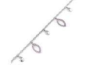 Glamorousky High Quality Charming Anklets with Pink Swarovski Element Crystal Length 22cm About 8.7 inch