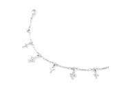 Glamorousky High Quality Elegant Cross Anklet with Silver Swarovski Element Crystals Length 23cm About 9.1 inch