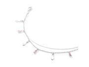Glamorousky High Quality Simple Anklet with Pink Swarovski Element Crystals Length 24cm About 9.4 inch