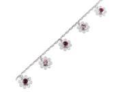 Glamorousky High Quality Charming Flower Anklet with Purple Swarovski Element Crystal Length 23cm About 9.1 inch