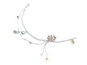 Glamorousky High Quality Elegant Flower Anklet with Multi color Swarovski Element Crystals Length 24cm About 9.4 inch
