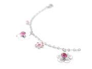 Glamorousky High Quality Elegant Flower Anklet with Pink Swarovski Element Crystals Length 24cm About 9.4 inch