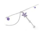 Glamorousky High Quality Elegant Flower Anklet with Purple Swarovski Element Crystals Length 22cm About 8.7 inch