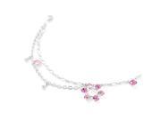 Glamorousky High Quality Flower Anklet with Pink Swarovski Element Crystals Length 24cm About 9.4 inch