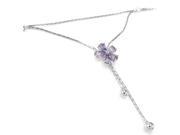Glamorousky High Quality Elegant Flower Anklet with Purple and Silver Swarovski Element Crystals Length 22cm About 8.7 inch