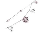 Glamorousky High Quality Elegant Ball and Bell Anklet with Purple Swarovski Element Crystals Length 23cm About 9.1 inch