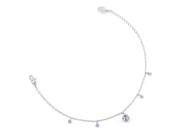 Glamorousky High Quality Elegant Ball Anklet with Blue Swarovski Element Crystals Length 22cm About 8.7 inch