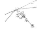 Glamorousky High Quality Elegant Flower Anklet with Silver Swarovski Element Crystals Length 22cm About 8.7 inch
