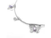 Glamorousky High Quality Elegant Butterfly Anklet with Purple Swarovski Element Crystals Length 23cm About 9.1 inch