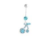 Glamorousky High Quality Cherry Belly Ring with Sky Blue Swarovski Element Crystals