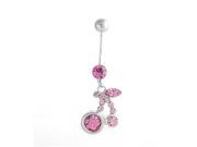Glamorousky High Quality Cherry Belly Ring with Pink Swarovski Element Crystals
