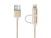 Huada 2 in 1 Micro USB 8 Pin Lightning Connector Sync Data Charger Cable for Apple and Android Smartphones
