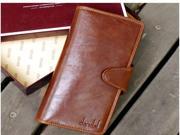 Mens lonng Leather Wallet Pockets Card Clutch Cente Bifold Purse 508 908 brown