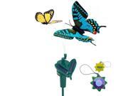 HQRP Pair of Solar Powered Flying Fluttering Butterflies Yellow Monarch and Blue Swallowtail for Garden Plants Flowers plus HQRP UV Meter