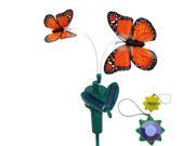 HQRP Twin Orange Solar Powered Flying Fluttering Monarch Butterflies for Garden Plants Flowers plus HQRP UV Meter