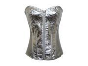 Chicastic Gold Silver Patent Leather Bustier Corset Silver X Large