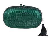 Chicastic Green Rhinestone Crystal Oval Evening Clutch With Tassel