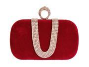 Chicastic Red Suede Rhinestone Stud One Ring Mini Evening Clutch Bag