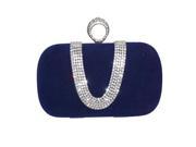 Chicastic Royal Blue Suede Rhinestone Stud One Ring Mini Evening Clutch Bag